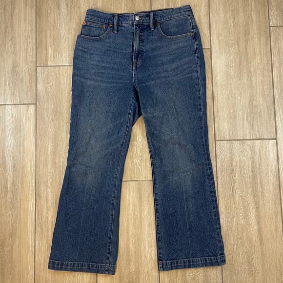 Madewell Perfect Vintage Flare Crop Jeans Women’s 30 High Rise Dark Wash - Picture 1 of 13